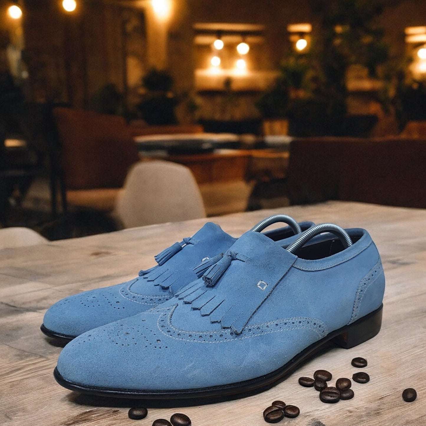 Handmade Men's Formal Shoes  Stylish Dress & Casual Wear Blue Color