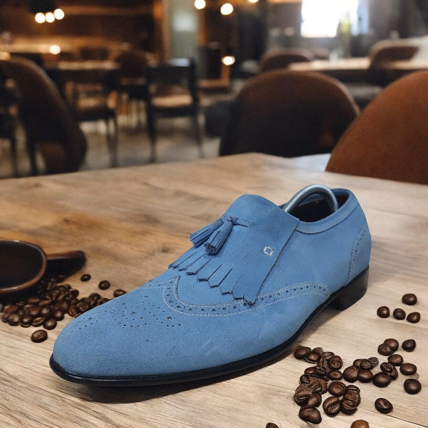 Handmade Men's Formal Shoes  Stylish Dress & Casual Wear Blue Color