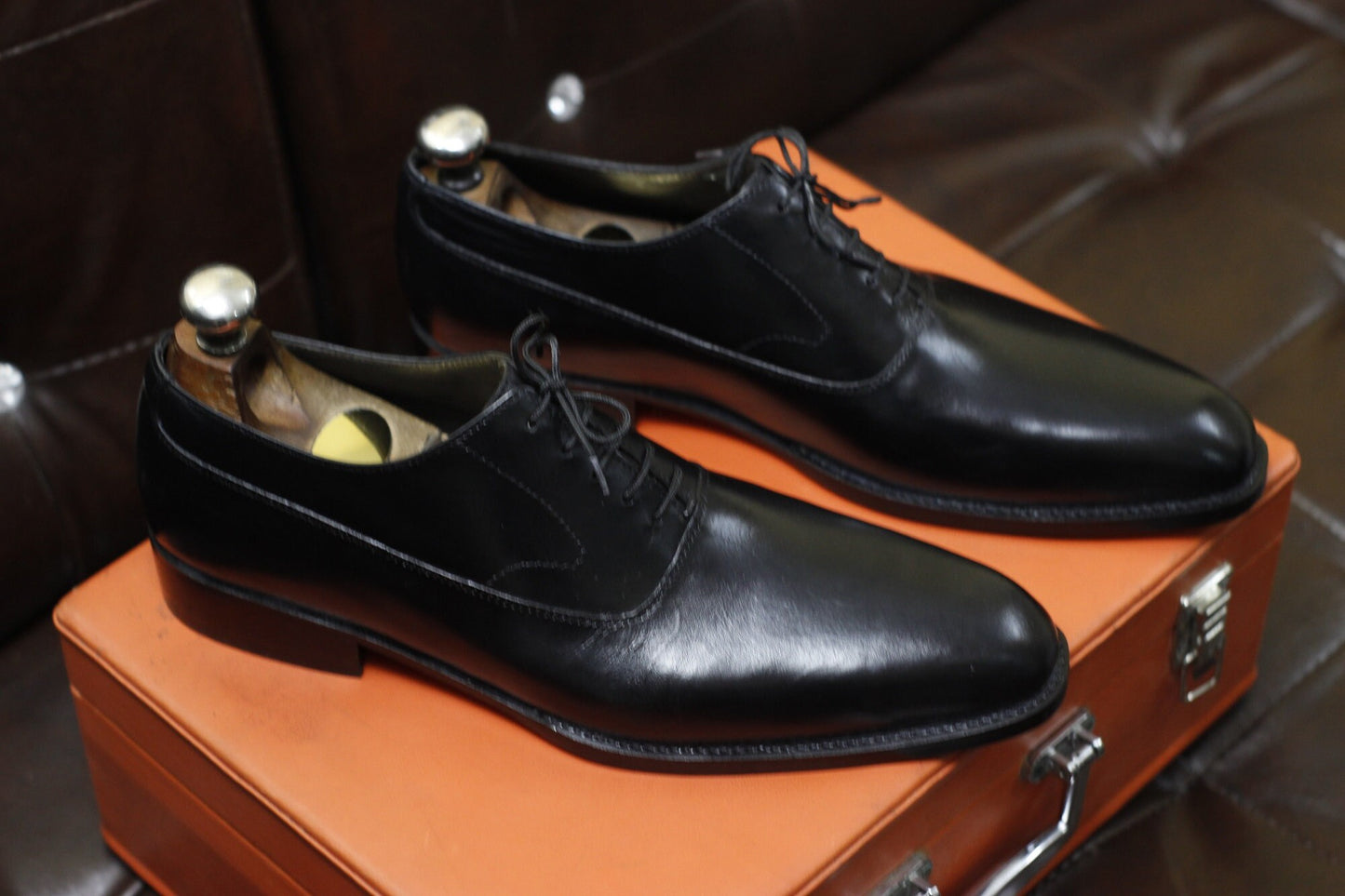 New Men's Handmade Formal Shoes Black Leather , Lace Up Stylish Dress & Casual Wear Shoes