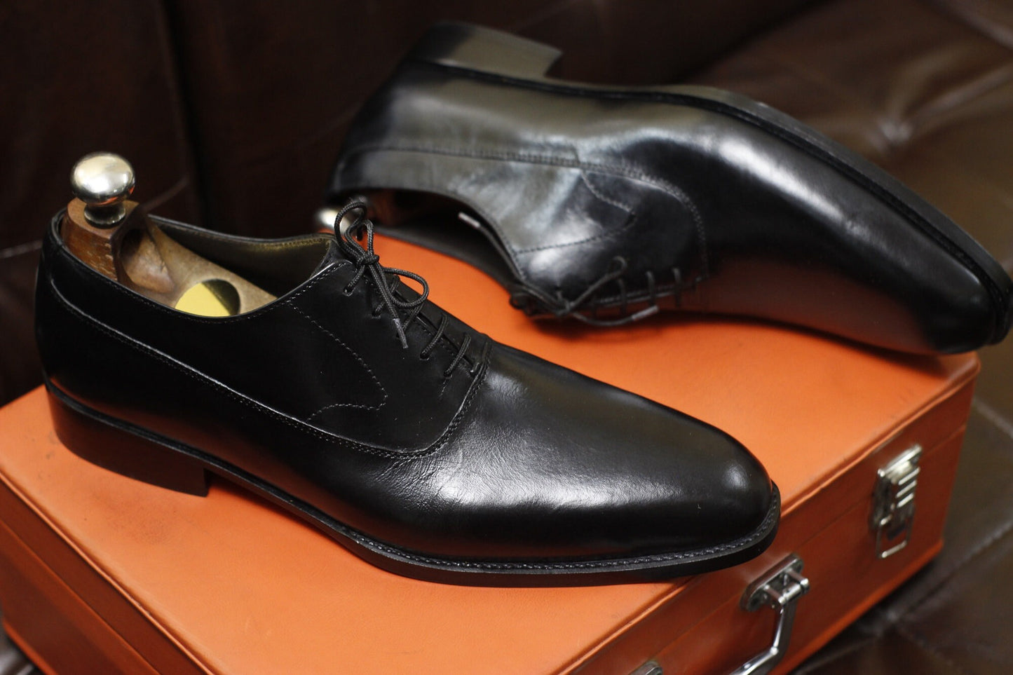 New Men's Handmade Formal Shoes Black Leather , Lace Up Stylish Dress & Casual Wear Shoes