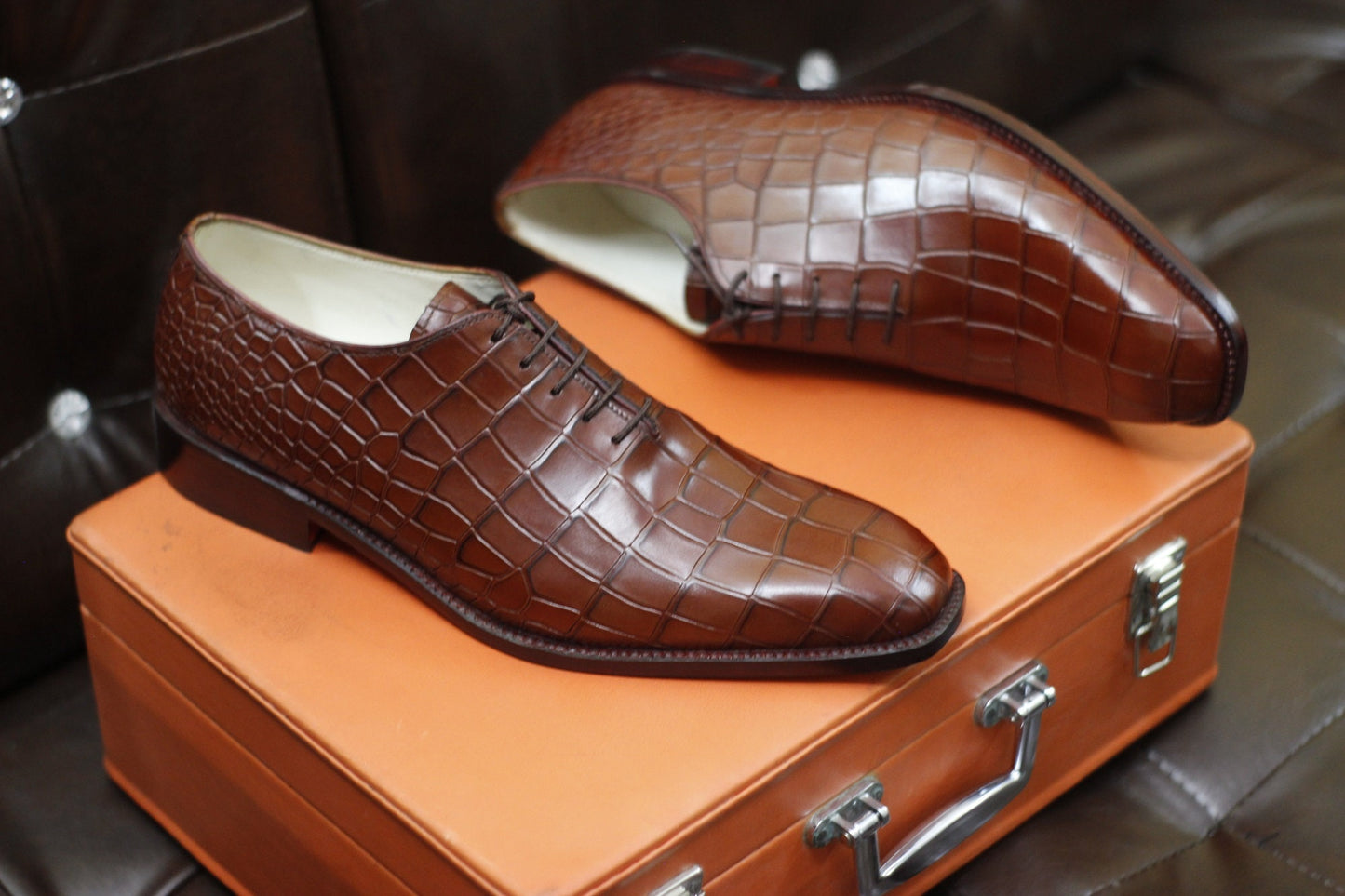 New Men's Handmade Formal Shoes Burgundy Crocodile Textured Leather , Lace Up Stylish Dress & Casual Wear Shoes