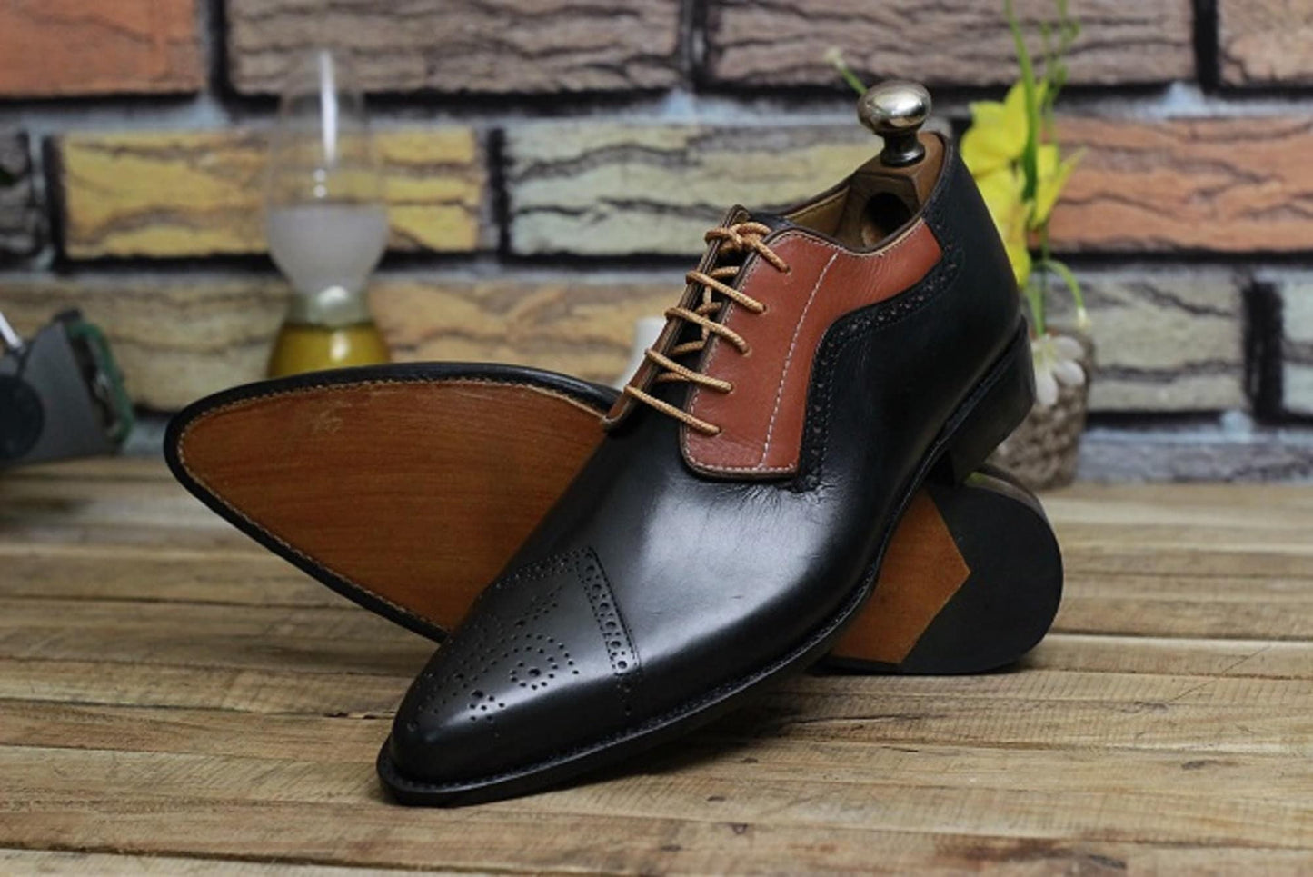 New Men's Handmade Formal Shoes Black Leather Lace Up Stylish Pointed Toe Dress & Casual Wear Shoes