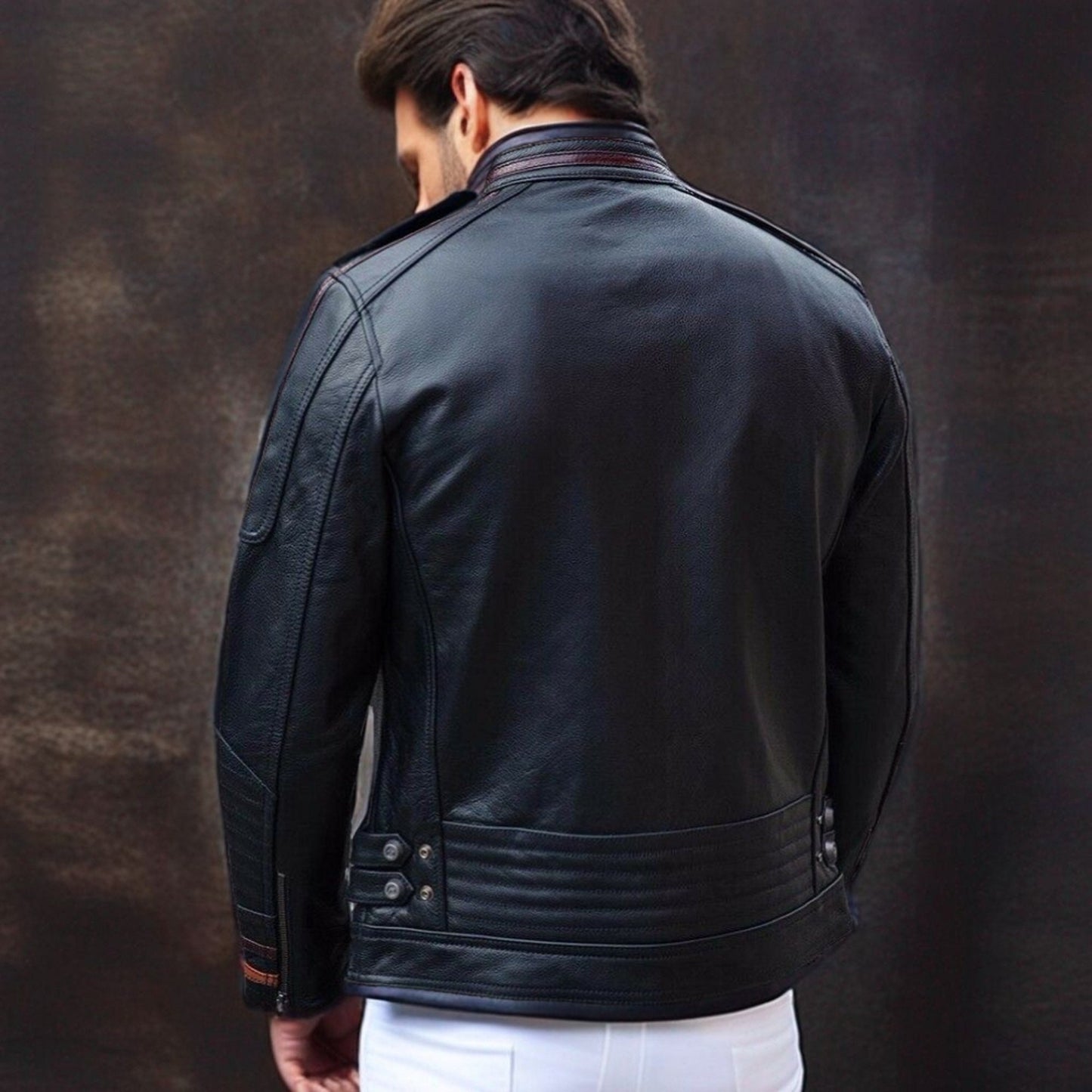 Handmade Men's Black Lambskin Café Racer Slim fit Biker Real Leather Motorcycle Jacket Style  Men's Jackets