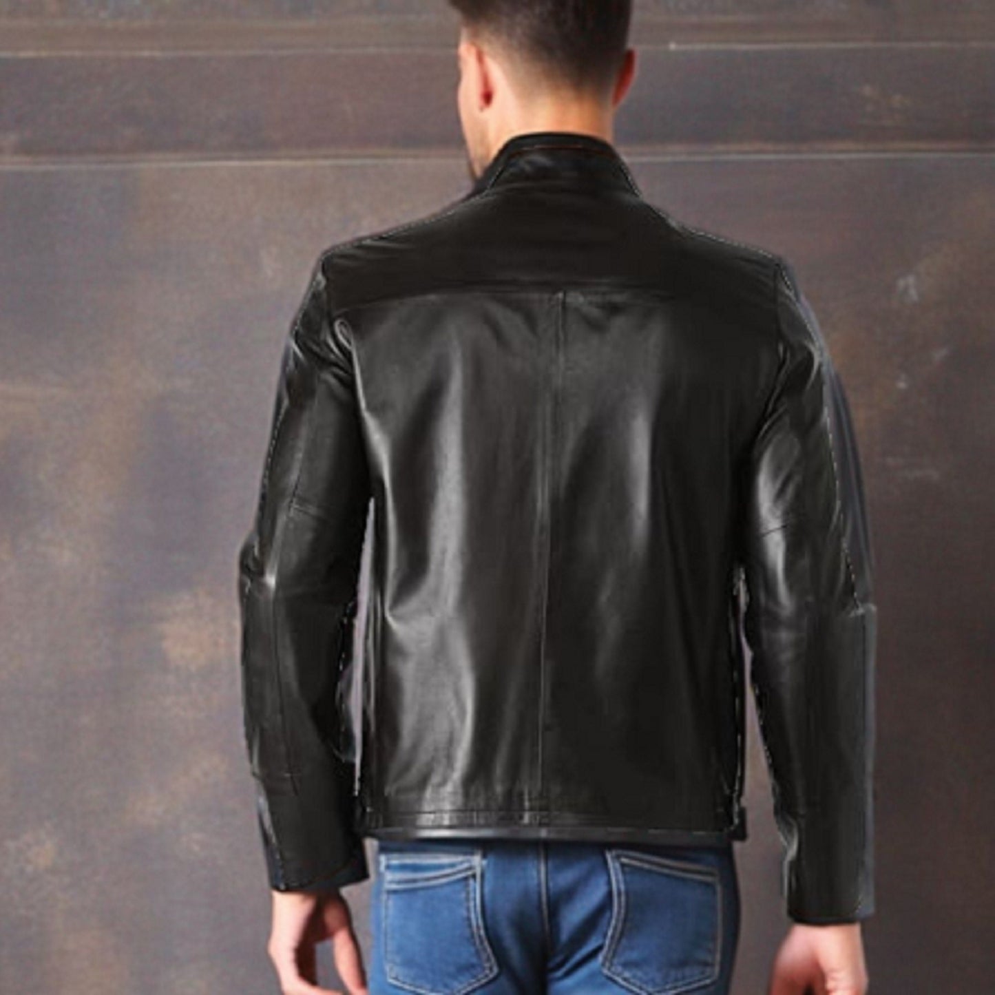 Men's Handmade Black Lambskin Slim fit Biker Real Leather Motorcycle Jacket Style  Men's Jackets