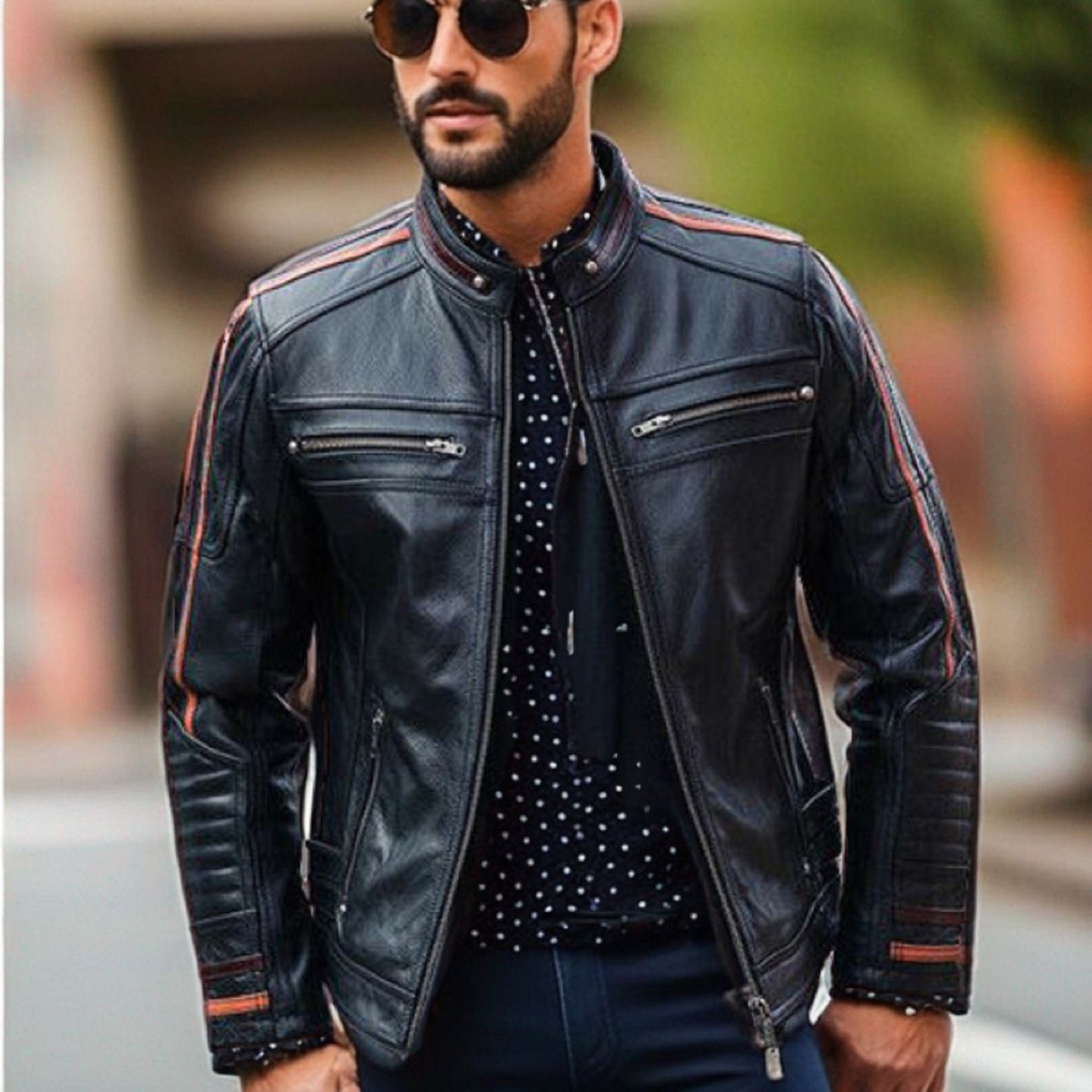 Handmade Men's Black Lambskin Café Racer Slim fit Biker Real Leather Motorcycle Jacket Style  Men's Jackets