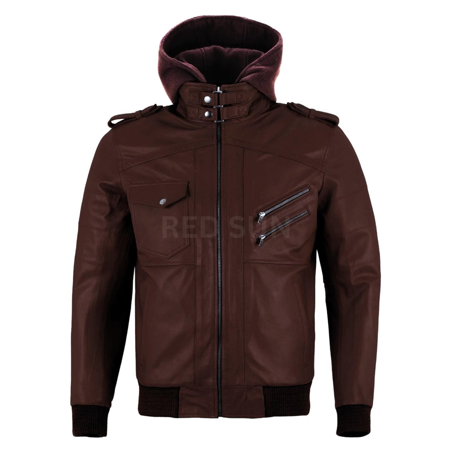 Men's Leather Hoodie, Brown Hoodie Jacket, Winter Leather Jacket, Handmade Genuine Leather Jacket, Men Leather Jacket, Excellent Quality