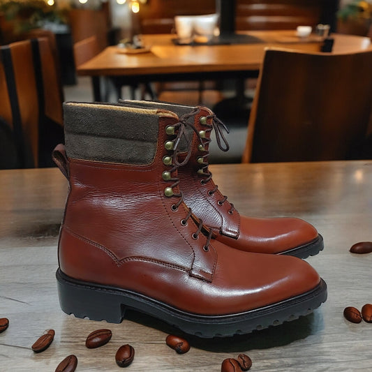 Handmade Men   Leather Boots  with laces