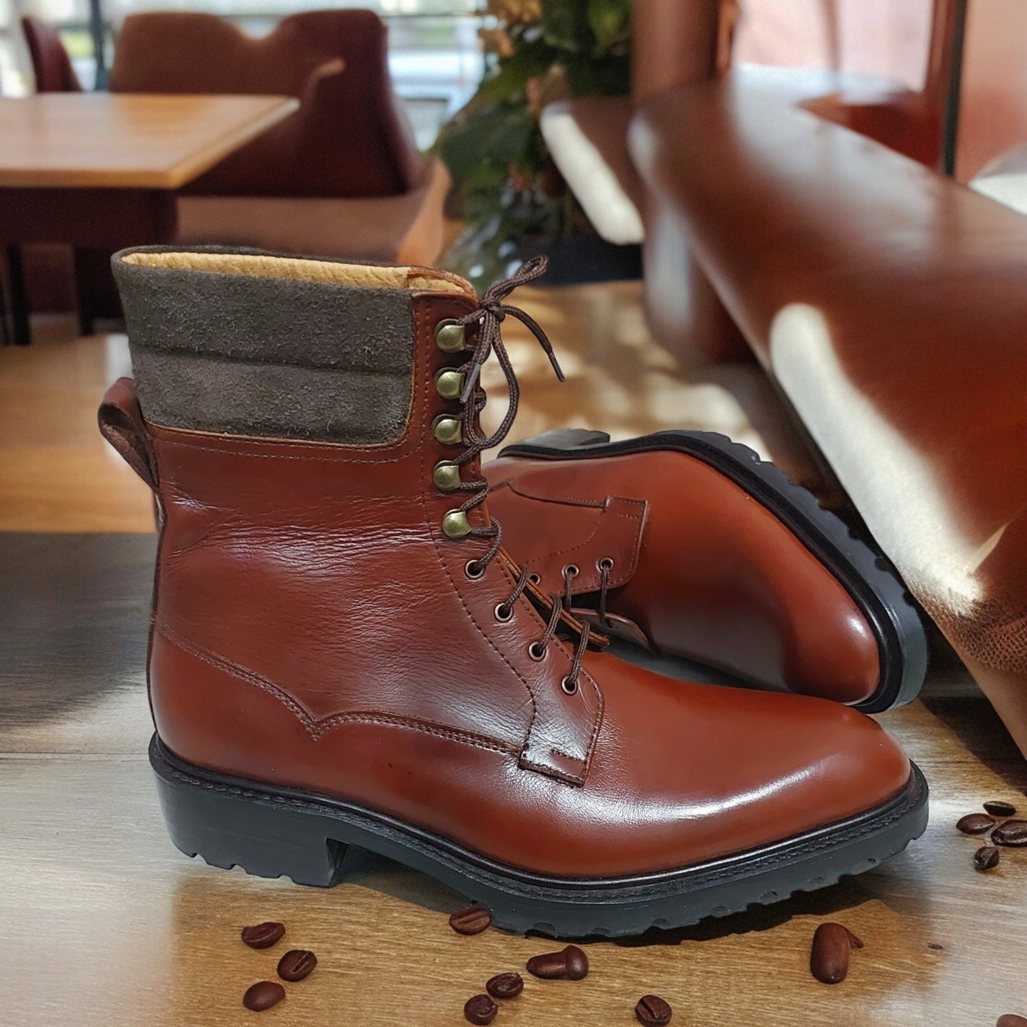 Handmade Men   Leather Boots  with laces