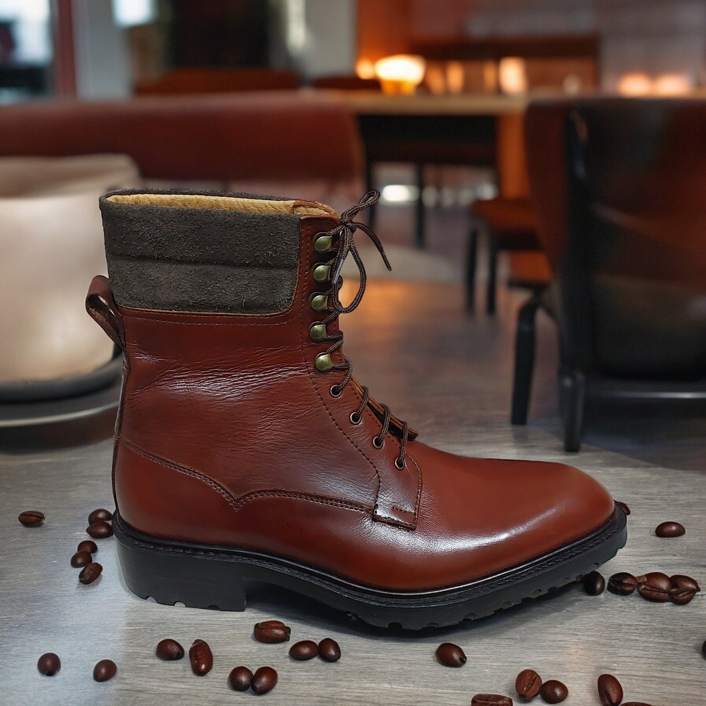 Handmade Men   Leather Boots  with laces