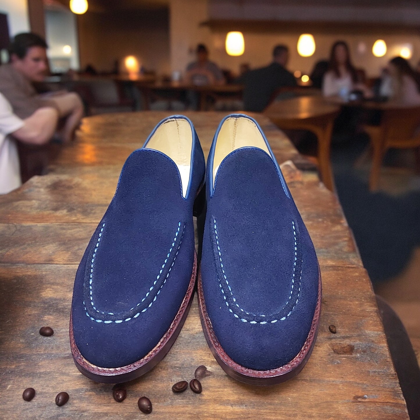 New Men's Handmade Blue Suede  Loafers/SlipOn Stylish Dress & Formal Wear Shoes