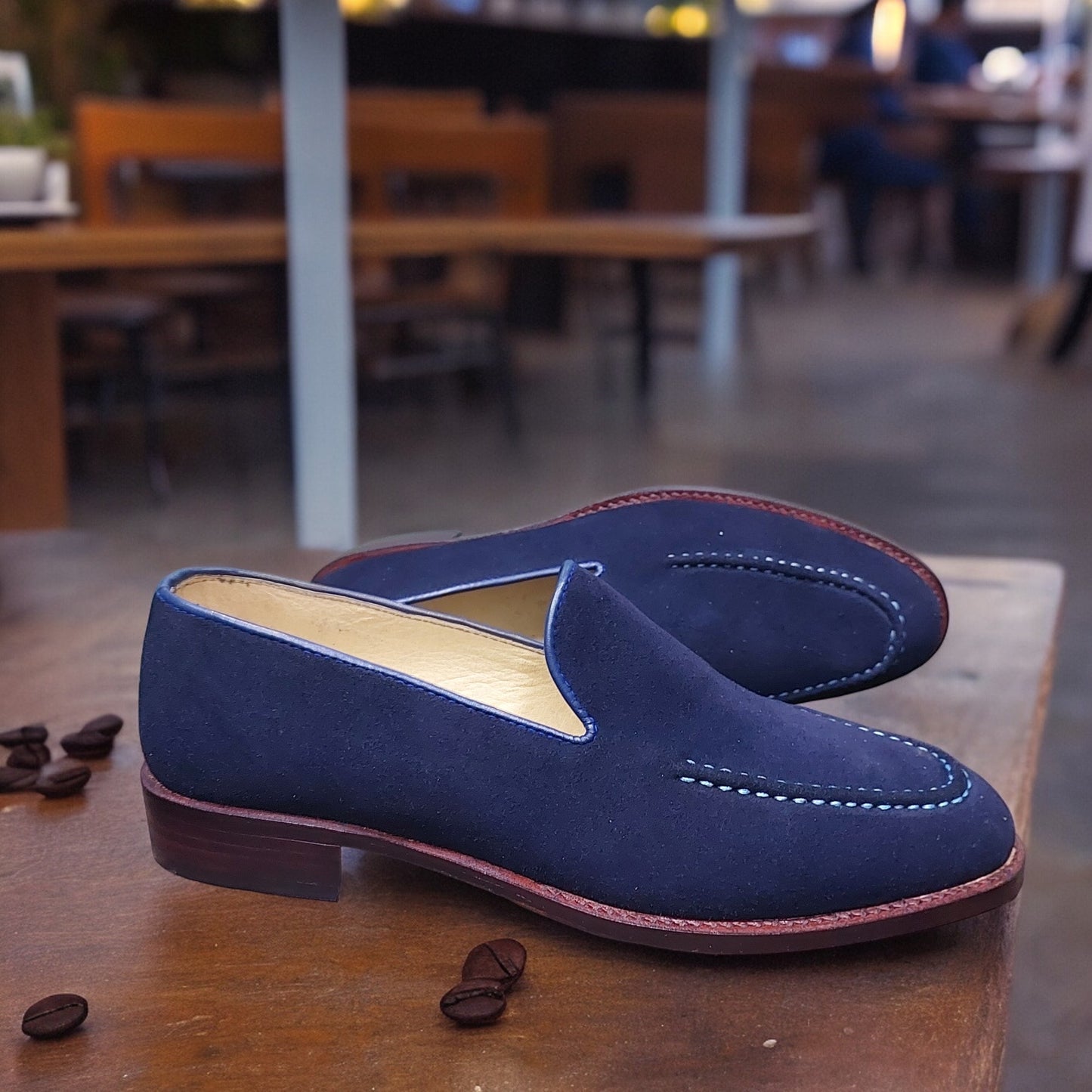 New Men's Handmade Blue Suede  Loafers/SlipOn Stylish Dress & Formal Wear Shoes