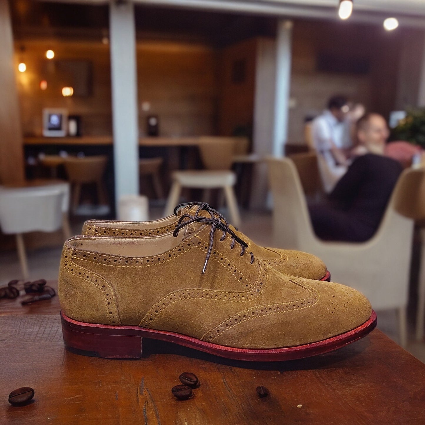 Handmade Men's Formal Shoes in Liight Brown Lace Up Oxford, Stylish Dress & Casual Wear