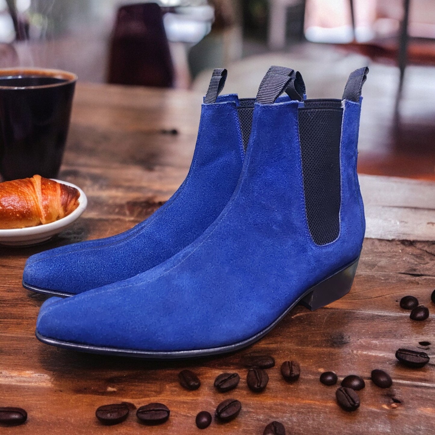 HANDMADE ANKLE BOOTS BLUE COLOR