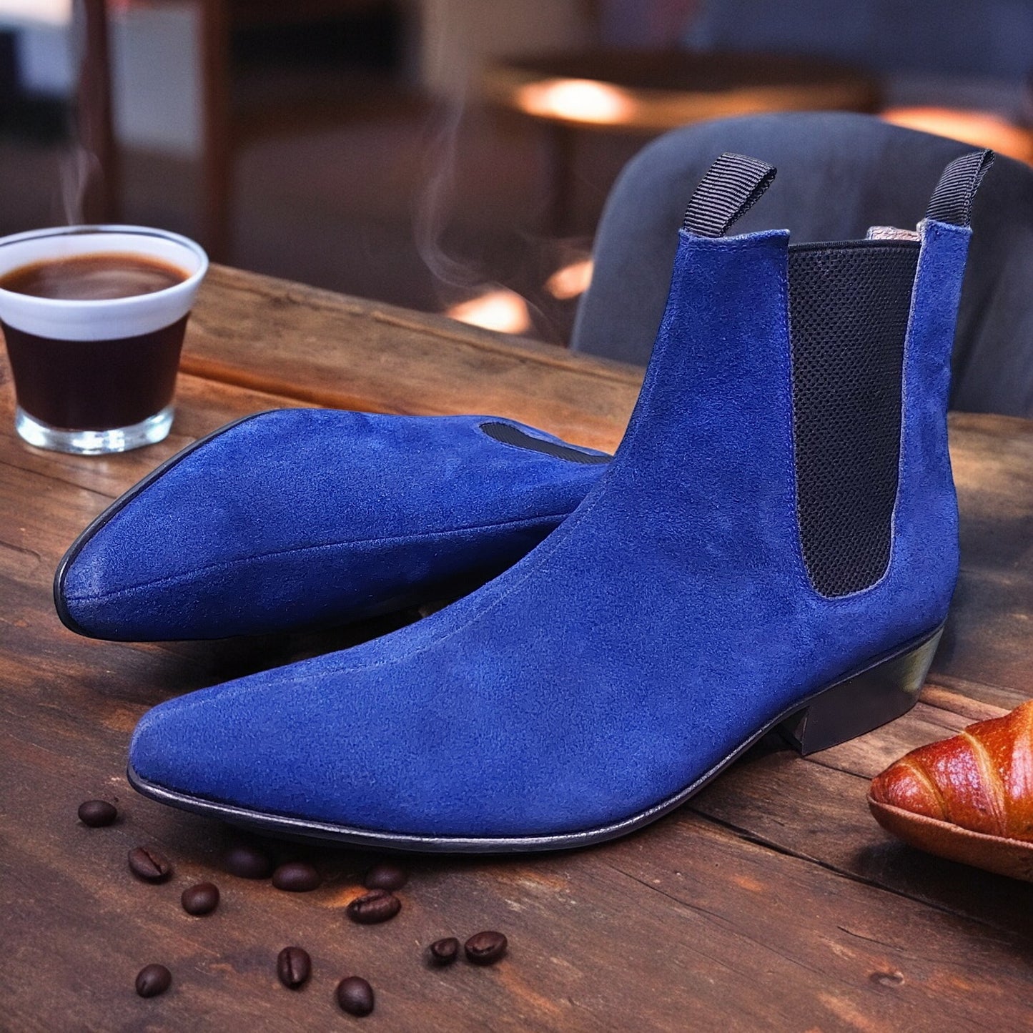 HANDMADE ANKLE BOOTS BLUE COLOR