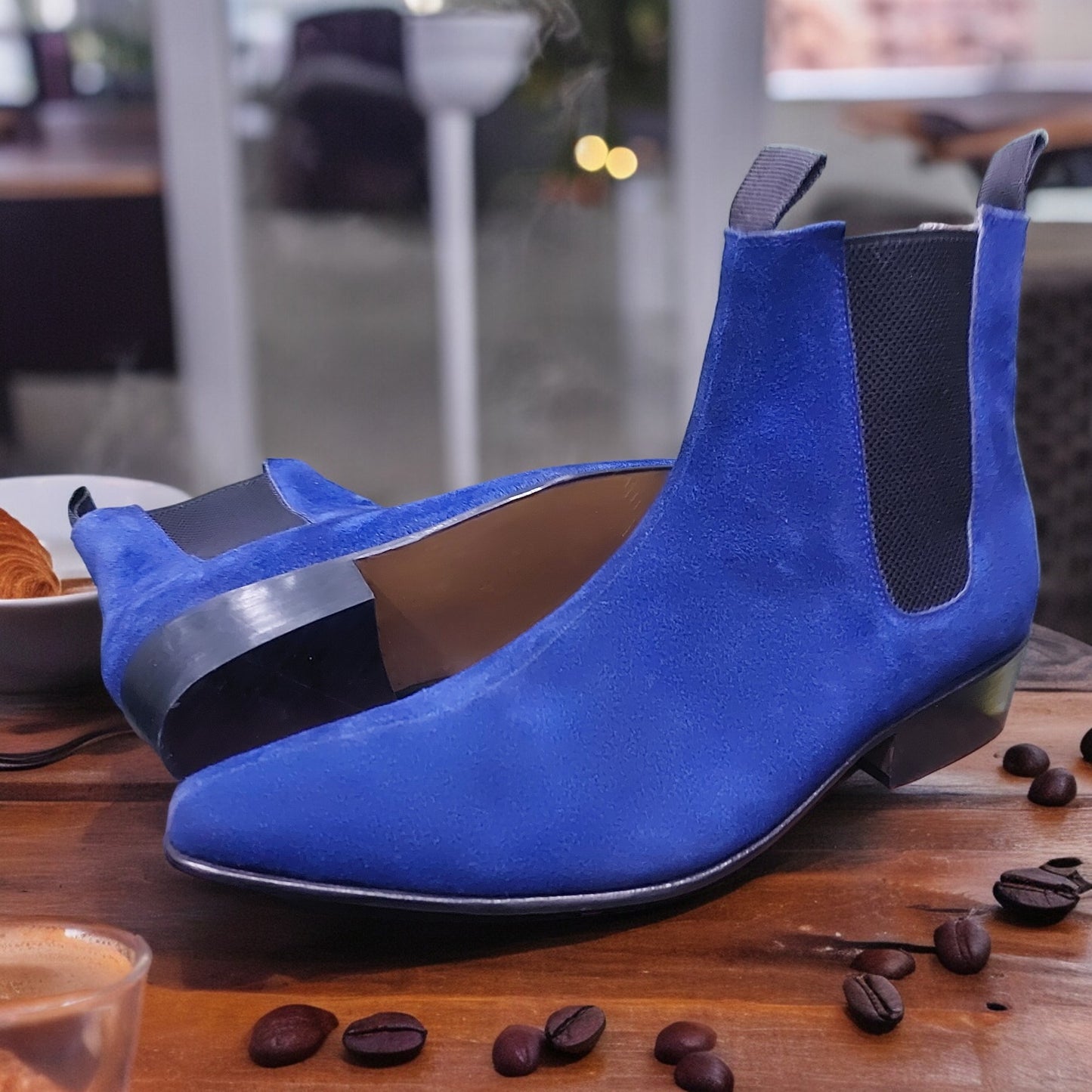 HANDMADE ANKLE BOOTS BLUE COLOR