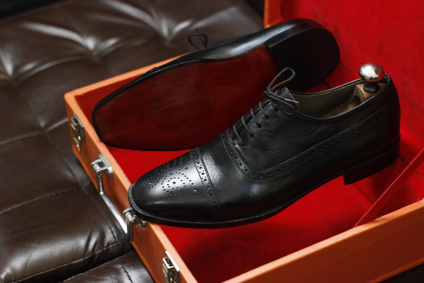 New Men's Handmade Formal Shoes Black Leather Lace Up Stylish Brogue Toe Dress & Formal Wear Shoes