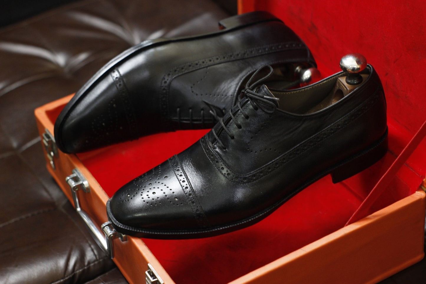 New Men's Handmade Formal Shoes Black Leather Lace Up Stylish Brogue Toe Dress & Formal Wear Shoes