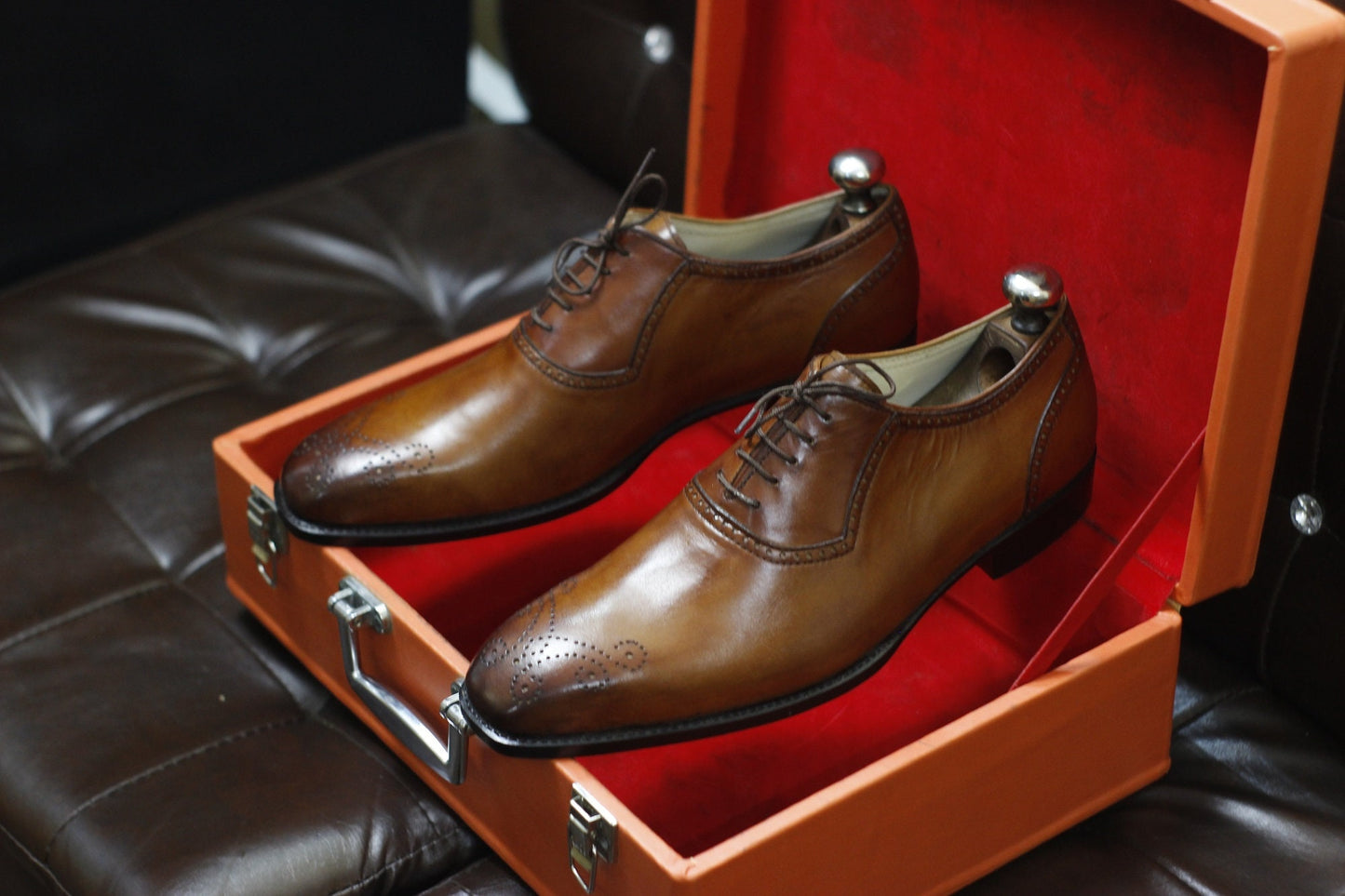 New Men's Handmade Formal Shoes Brown Leather , Lace Up Stylish Brogue Toe Dress & Casual Wear Shoes