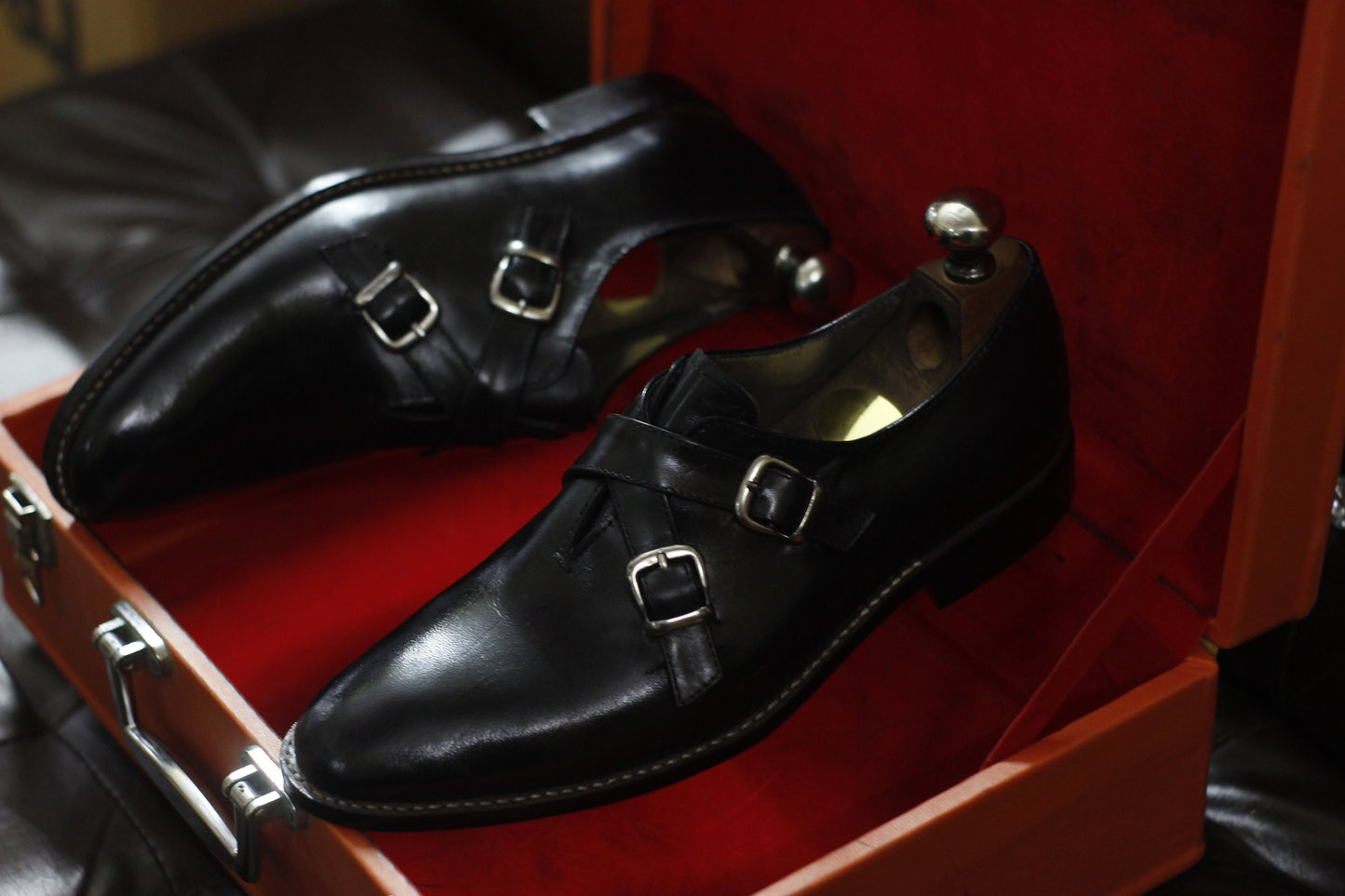 New Men's Handmade Formal Shoes Black Leather Double Buckle Straps Stylish Dress & Formal Wear Shoes