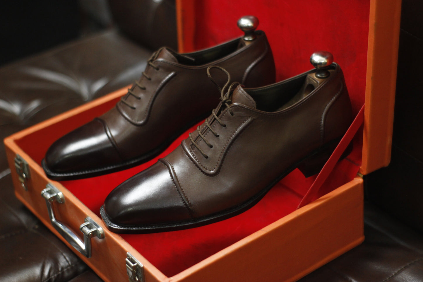 New Men's Handmade Formal Shoes Brown Leather Lace Up Stylish Cap Toe Dress & Casual Wear Shoes