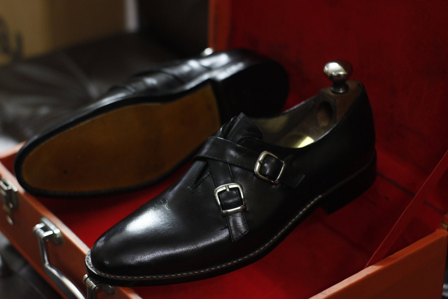 New Men's Handmade Formal Shoes Black Leather Double Buckle Straps Stylish Dress & Formal Wear Shoes