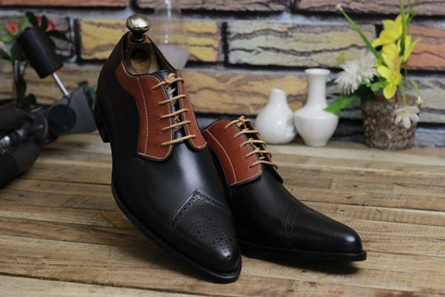 New Men's Handmade Formal Shoes Black Leather Lace Up Stylish Pointed Toe Dress & Casual Wear Shoes