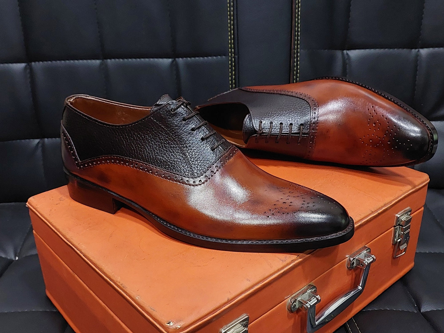 New Men's Handmade Formal Shoes Brown  Leather Lace Up Stylish Wing Tip Dress & Formal Wear Shoes