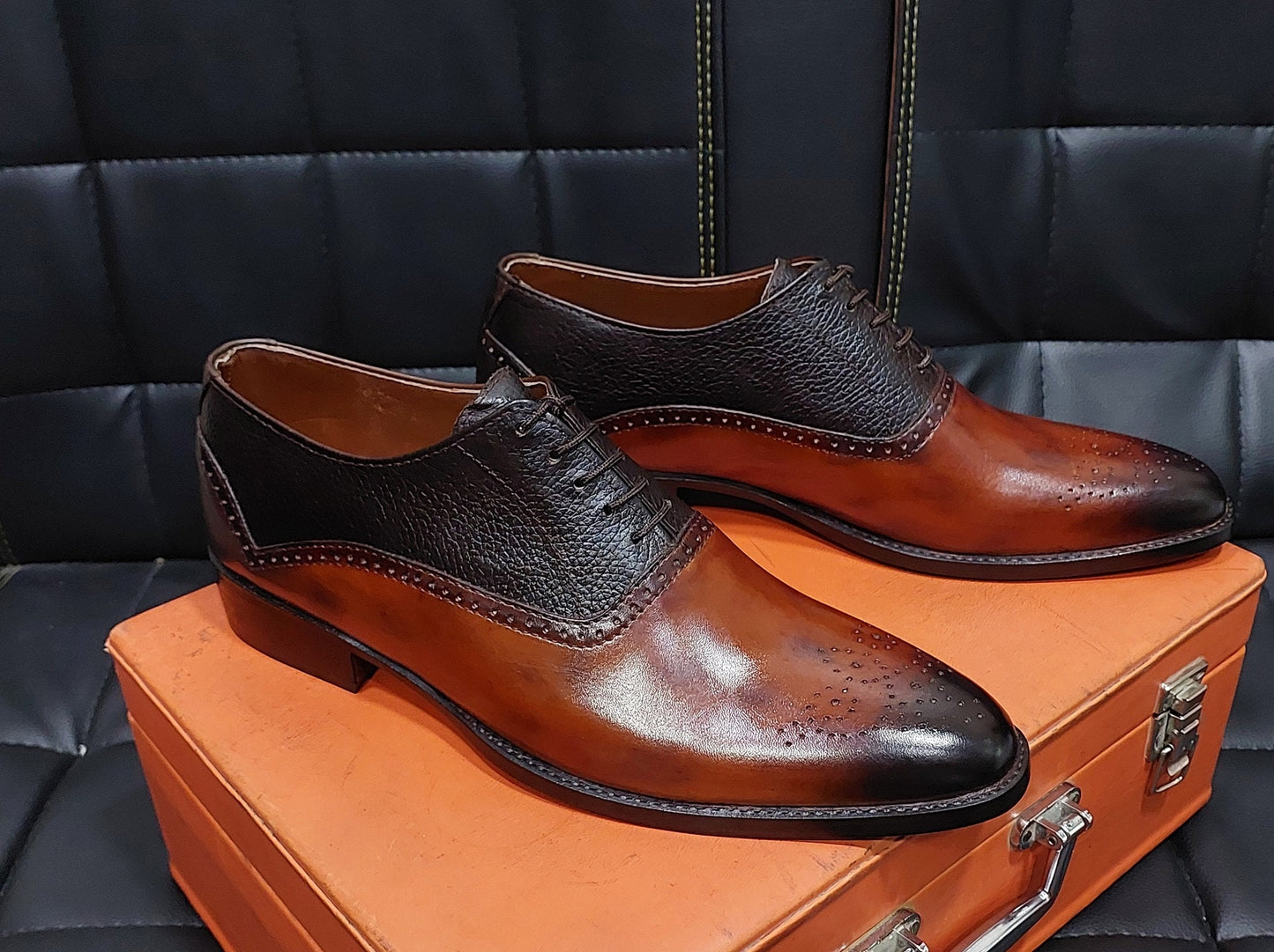 New Men's Handmade Formal Shoes Brown  Leather Lace Up Stylish Wing Tip Dress & Formal Wear Shoes