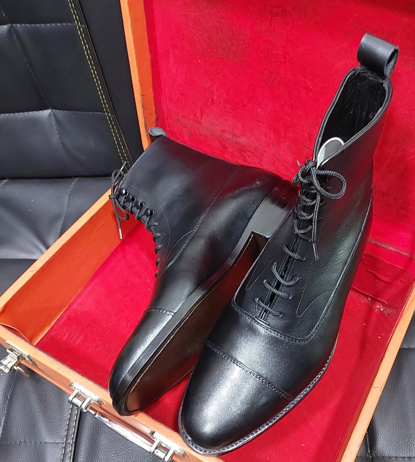 New Men's Handmade Black  Leather cap Toe  Ankle High Dress & Casual Wear Boots